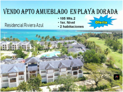 Vendo Apto Amueblado en Playa Dorada, Residencial RivieraAzul, 105 Mts.2, 2 habs…..PUERTO PLATA